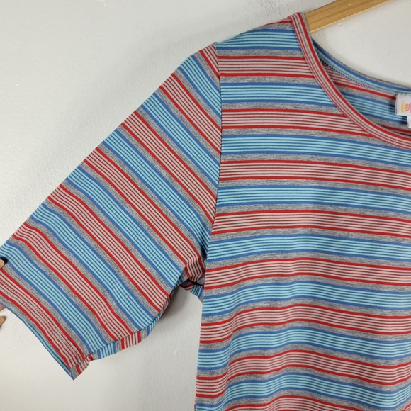 Lot of 2 Lularoe Quarter Sleeve Crewneck Striped Tee Shirt Set - Picture 3 of 14